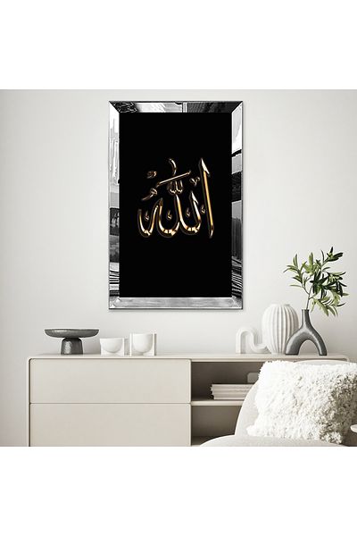 Zevahir Mobilya Dekorasyon Masa dintr-o singura MDF cu cadru din plexiglas cu oglinda argintie si fundal negru
