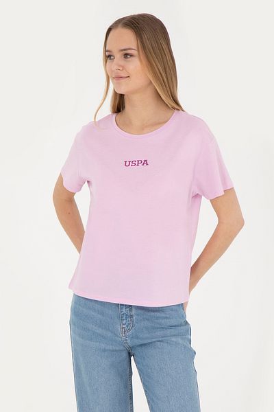 U.S. Polo Assn. Tricou roz pentru femei - decolteu, 50285886 -VR041
