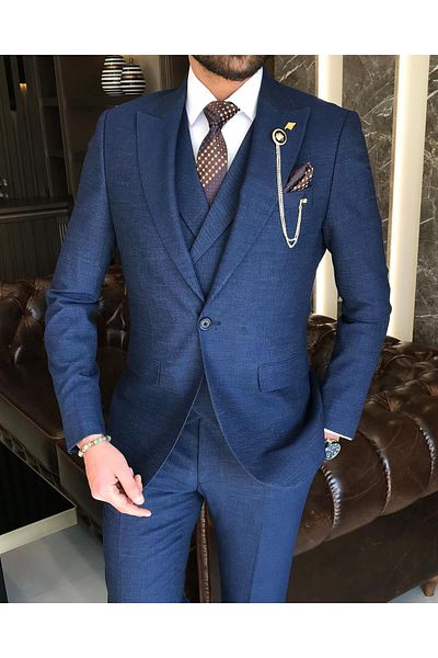 TerziAdemAltun Italian Style Slim Fit Men's Jacket Vest Pants Suit Parliament T9117