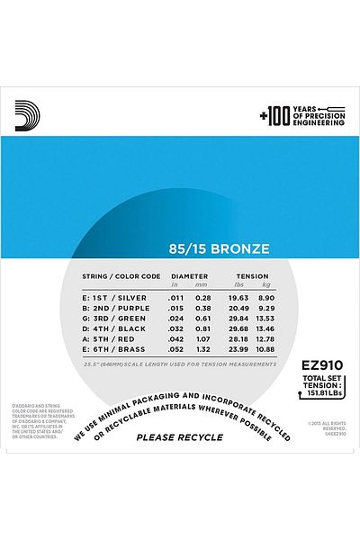 Daddario Ez910 Light Tool Wire Acoustic Guitar String 011-052