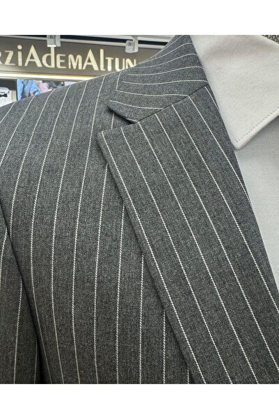 TerziAdemAltun 8 Drop Italian Style Gray Jacket and Trousers Set - T10677