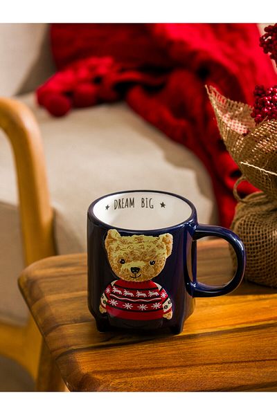 LC Waikiki Lcw Home Dark Green Teddy Bear Printed Ceramic Mug 490 ml