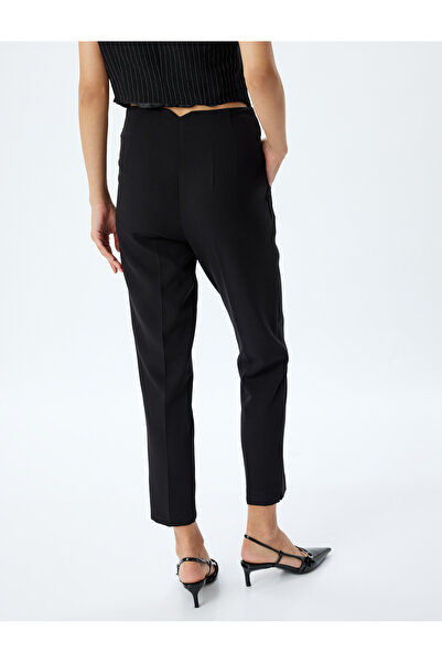 Koton Yüksek Bel Kumaş Pantolon Cigarette Form Cepli Pens Detaylı