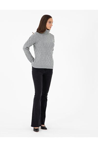 Pierre Cardin Gri Melanj Regular Fit Balıkçı Yaka Kazak 50294435-VR086