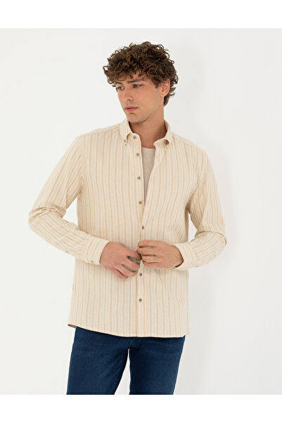 Pierre Cardin Beige Regular Fit Long Sleeve Shirt 50274590-Vr011