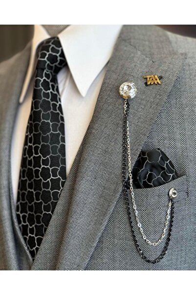 TerziAdemAltun Black Italian Style Jacket Vest and Trousers Set - T12863