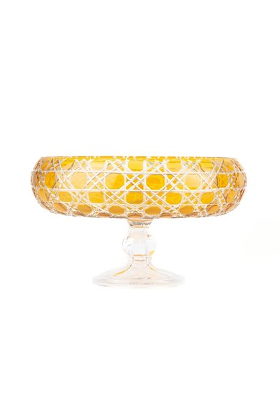 Saray Ottoman handicraft Nilüfer Large Honey Colored Glass Bowl Presentation ...
