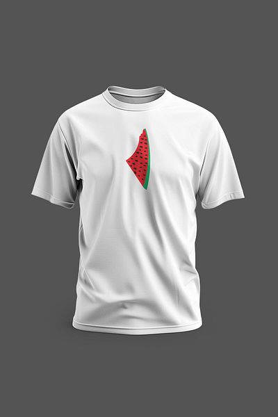 Zaytoon Hartă unisex cu mânecă scurtă imprimată digitală, pepene verde mare, Palestina - S 2XL T 300010