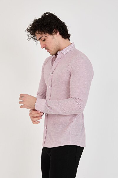 jack carisma Men's Shirt - Slim Fit, Cotton, Striped and Collar Button