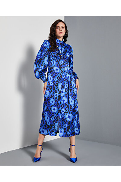 SERPİL Serpil Kadın Saks Elbise 37161