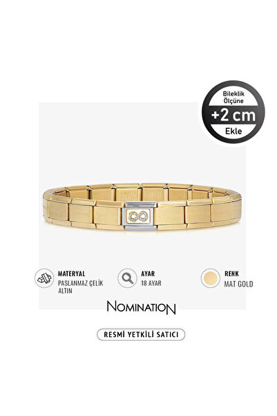 NOMİNATİON Italy Composable 18 Ayar Altın Pırlanta Sonsuz ve Çelik Bileklik M...