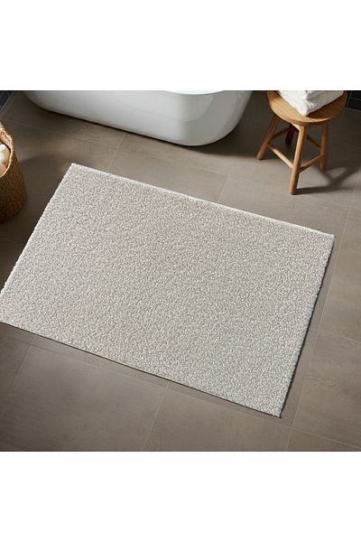 Prizma 2-Piece Non-Slip and Washable Curly Bath Rug and Mat - Cream (60X100) (50X60)Cm
