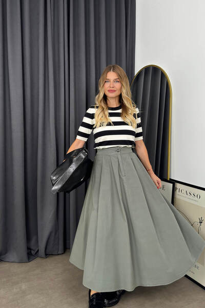 Sue Store Fusta cu parașuta plisată cu buzunar kaki