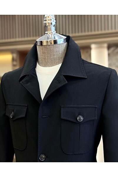 TerziAdemAltun Black Slim Fit Safari Jacket and Trousers Set - T11957