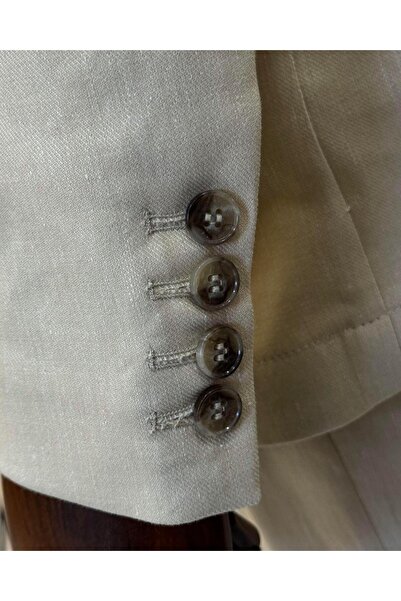 TerziAdemAltun Σετ μπουφάν και παντελόνι Safari Slim Fit σε μπεζ χρώμα - T11963