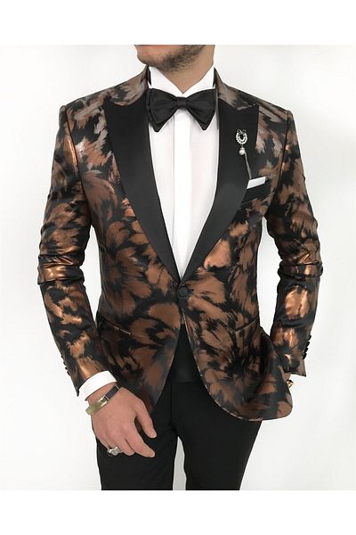 TerziAdemAltun Italian Cut Men's Groom Suit Black T7504