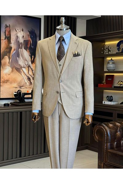 TerziAdemAltun Costum slim în stil italian cu 4 picături - jachetă, vestă, pantaloni T12116
