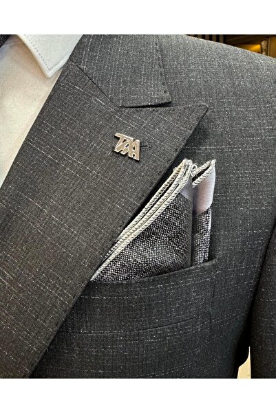 TerziAdemAltun Black Slim Fit Plaid Double Breasted Jacket and Trousers Set - T11694