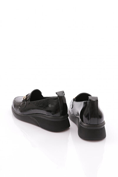 DGN Kadın Loafer Ayakkabı Siyah Rugan 34273