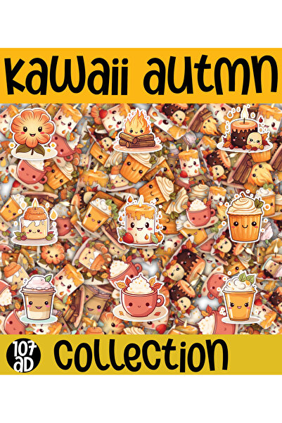 cakaybu Set de autocolante Kawaii Sea cu tematică de toamnă, 2 coli A4 - 107 ...