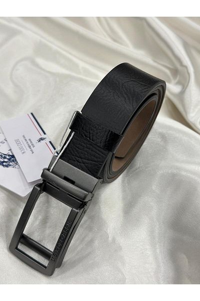 U.S. Polo Assn. BAZA. POLO ASSN. CUREA BĂRBAȚI DIN PIELE VERABILĂ NEGĂ