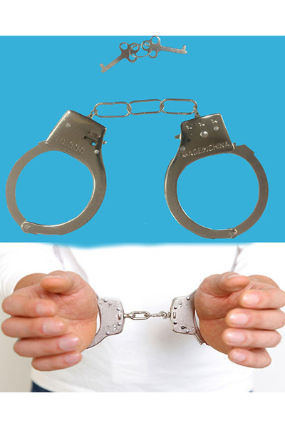 LALİ HOME Metal Malzemeden İmal Anahtarlı Oyuncak Polis Kelepçesi