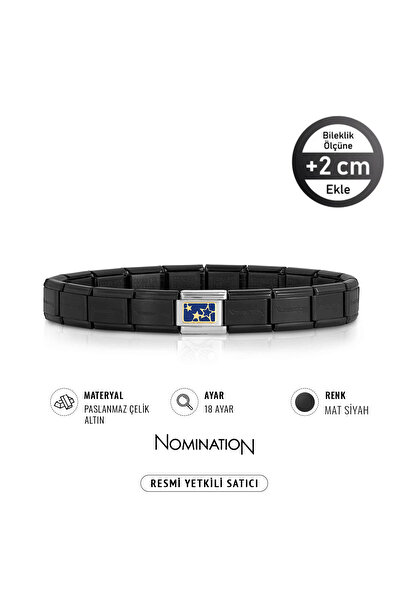 NOMİNATİON Italy Composable 18 Ayar Altın Mavi Yıldızlar ve Çelik Bileklik Ma...