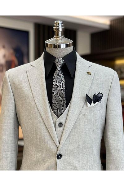 TerziAdemAltun Ιταλικό στυλ slim fit 4 drop jacket γιλέκο παντελόνι κοστούμι γκρι T12086