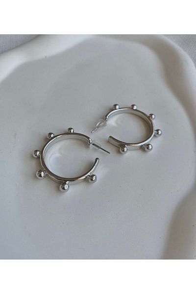 DEMOKAN Women's under Earrings Heel Detail Cut-Out Hoop Earrings