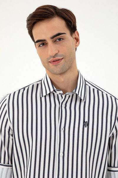 U.S. Polo Assn. Ανδρικό μακρυμάνικο πουκάμισο Navy Blue 50296599 -VR033