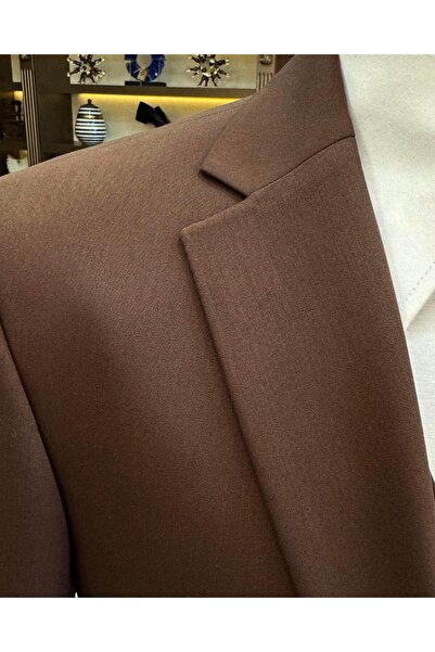 TerziAdemAltun Regular Fit Classic Cut Jacket Vest Trousers Set - Brown T12253