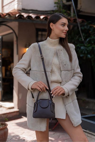 Madamra Braune Mini-City-Tasche für Damen mit Überzug