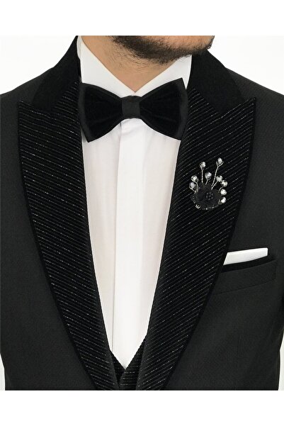 TerziAdemAltun Ιταλικό κομμένο γιλέκο παντελόνι σετ γαμπρού Μαύρο T8194