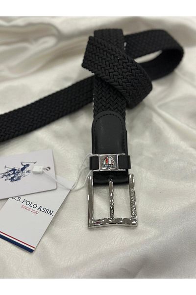 U.S. Polo Assn. ΒΑΣΗ. POLO ASSN. ΑΝΔΡΙΚΗ ΖΩΝΗ ΕΛΑΣΤΙΚΗ - ΜΑΥΡΗ