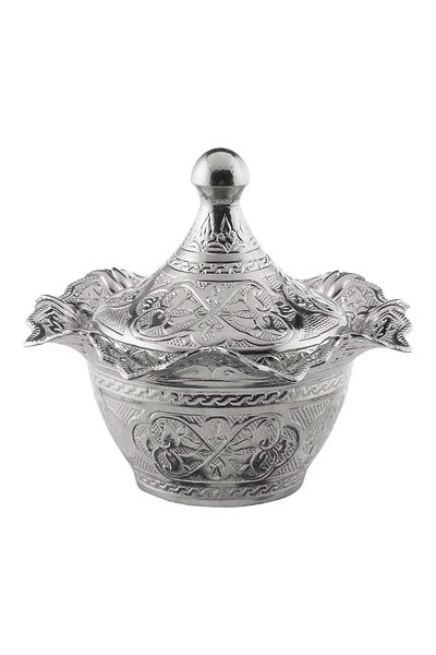 Saray Ottoman handicraft Lalegül Round Covered Stone Nickel