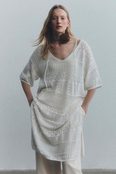 SHERIN Εκρού Πλεκτό Φόρεμα Oversize