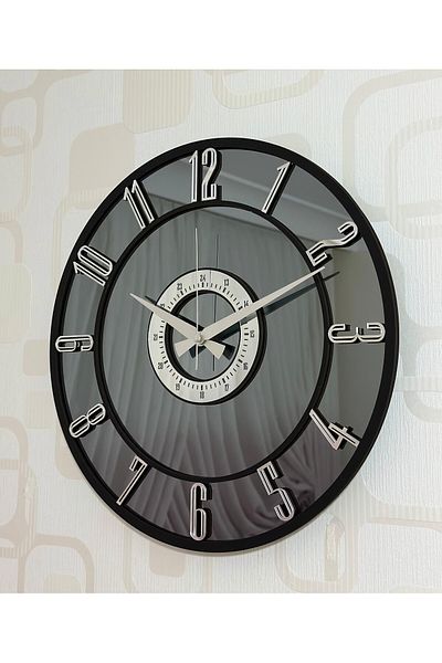 Pey Aksesuar Mirror Wall Clock (Real Mirror) 50 cm Modern Design