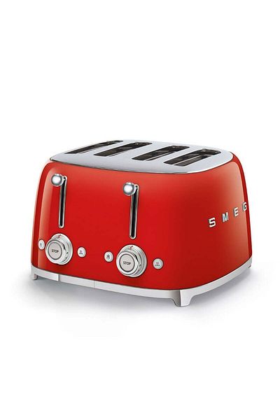 SMEG Tsf03rdeu Red Toaster 4 Slot