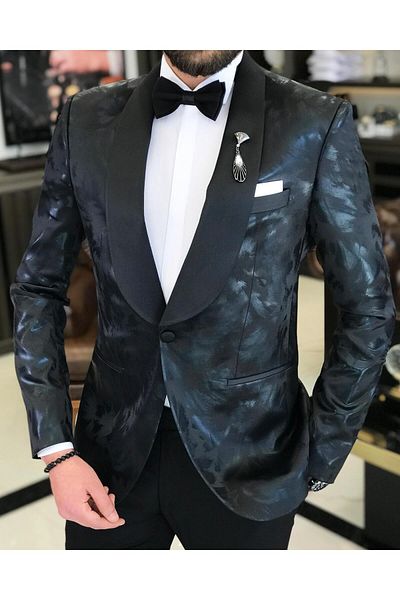 TerziAdemAltun Italian Cut Men's Jacket Trousers Groom Suit Set Black T7484