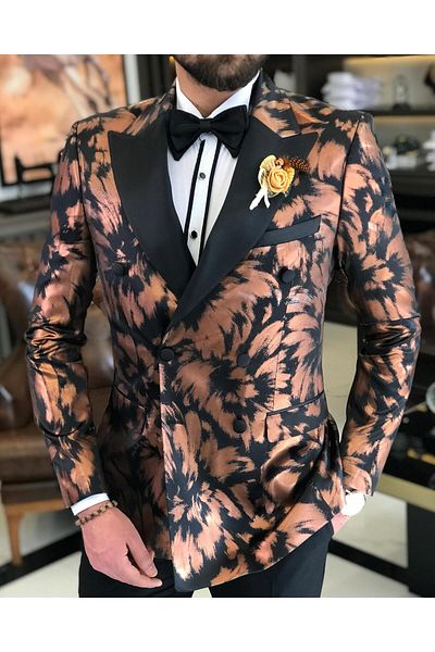 TerziAdemAltun Men's Black Groom Suit Set - Italian Cut Jacket and Trousers T7476