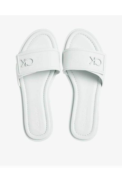 Calvin Klein Flat Slide Metal Logo Slippers