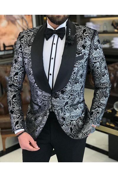 TerziAdemAltun Italian Cut Men's Jacket Trousers Groom Suit Set Black T7491