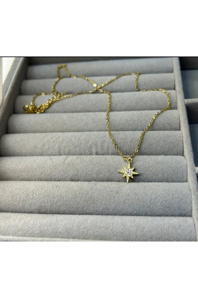 Duayen Design Çelik Gold Renk Minimal Yıldız Kolye