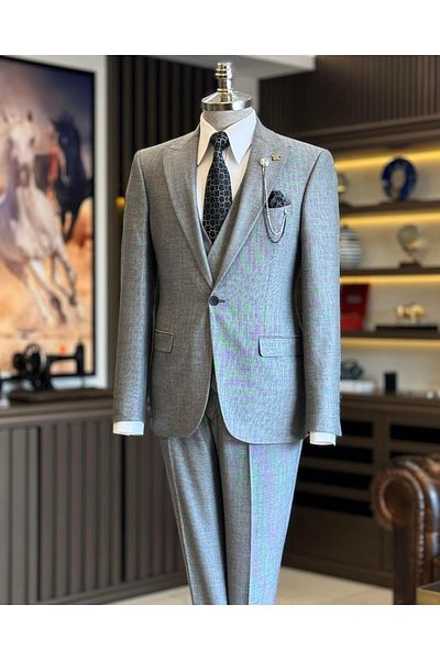 TerziAdemAltun Black Italian Style Jacket Vest and Trousers Set - T12863