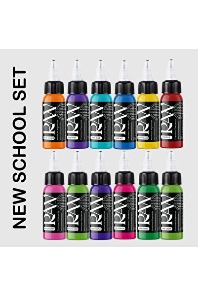 RAW Pigments New School Set 12 Renk 1 oz 30 ml Dövme Boyası Seti