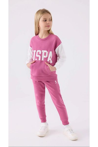U.S. Polo Assn. Girl'S, Licensed, Uspa, Raised, Sweatshirt- Tracksuit Set (2024-2025 Autumn-Winter)