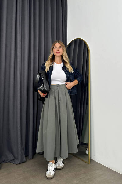 Sue Store Fusta cu parașuta plisată cu buzunar kaki