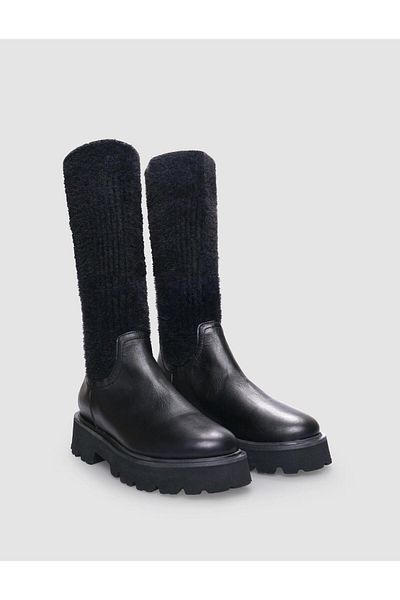 Cabani 100% Genuine Leather Black Women's Knee-Length Daily Boots