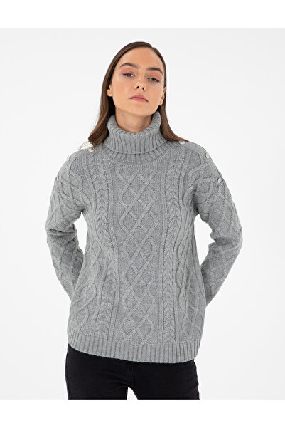 Pierre Cardin Gri Melanj Regular Fit Balıkçı Yaka Kazak 50294435-VR086