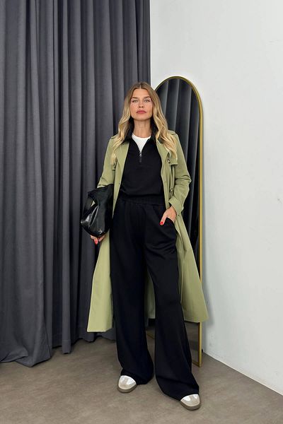 Sue Store Καμπαρντίνα με κουμπιά με επένδυση από ελιά